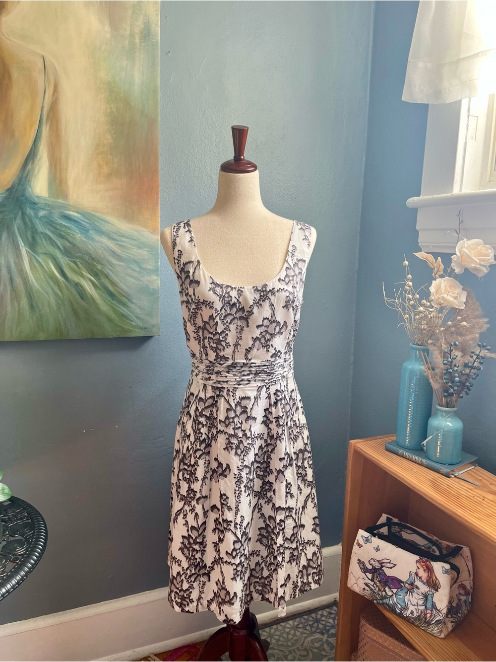 New with tags, Ann Taylor Loft, sz 12, black & white sleeveless, a-line dress.